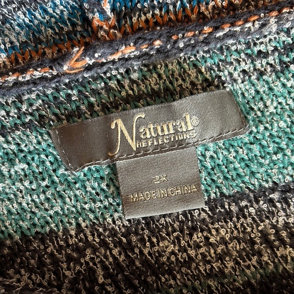 Naturals Striped Multicolor Knit Hoodie Sweater Beachy Oversized Lightweight 2X - Picture 5 of 9